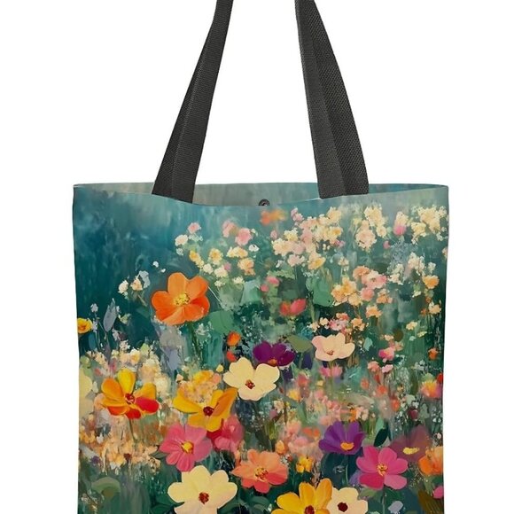Canvas Tote Bag Women Large Capacity Reusable with Zipper Secure Pocket - Picture 1 of 8